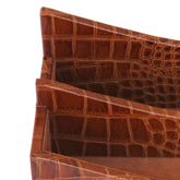 Protacini Cognac Brown Italian Crocodile Leather Letter Holder